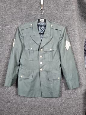 VTG DSCP Coat Mens 38S Wool Polyester Dress Uniform Military Jacket 90s